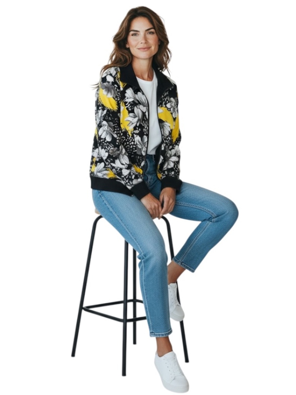Onque Casuals Floral Full Zip Jacket Size L